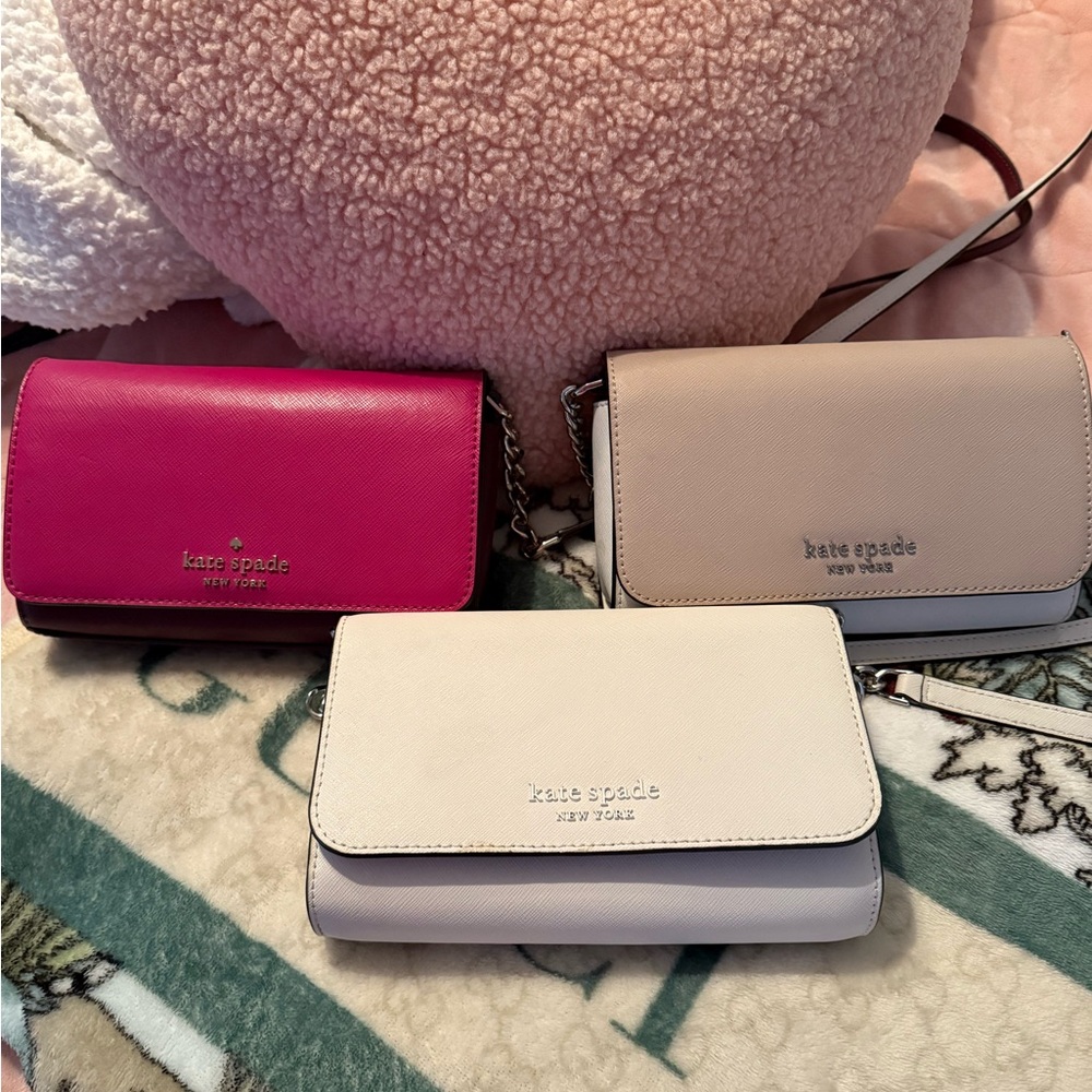 Kate Spade White, Cream and Pink Crossbody Bags with Matching Wallets, NWOT